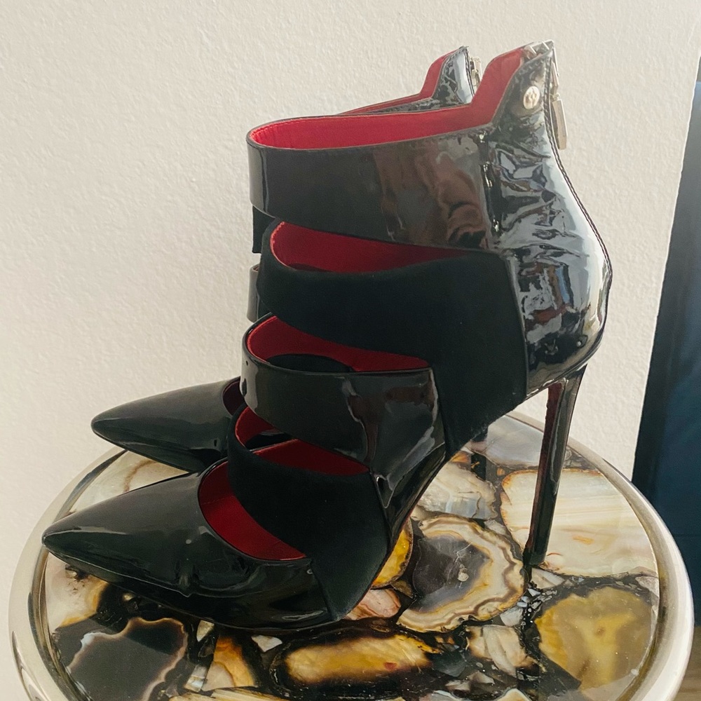 Cesare Paciotti Patent Leather and Suede Booties